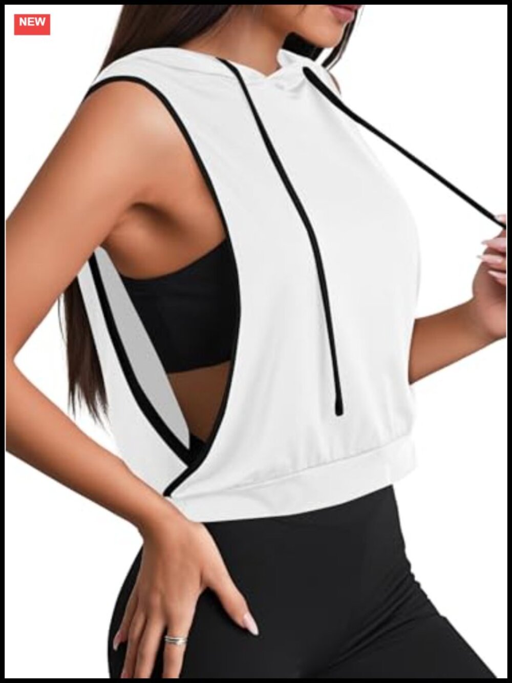 Sleeveless Hooded Crop Tank Top Workout Gym Pullover
